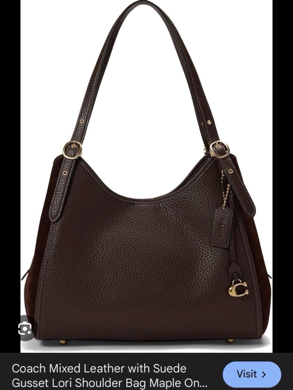 ISO Coach Lori/Bella Maple/Brass Pebbled Leather & Suede Shoulder Bag - Picture 5 of 5